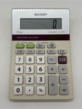 Sharp Elsi Mate EL-330T Desk Calculator 8-Digit Twin Power Solar Basic Tax Rate